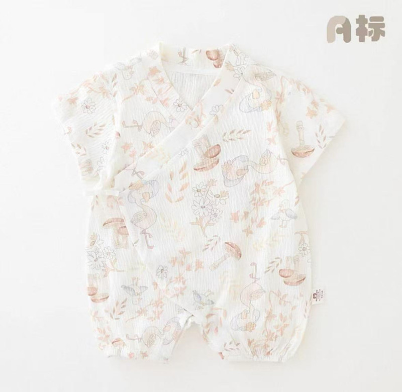 森系短爬夏季无骨爬服婴儿吸汗纯棉哈衣婴儿男女宝新生儿连体衣
