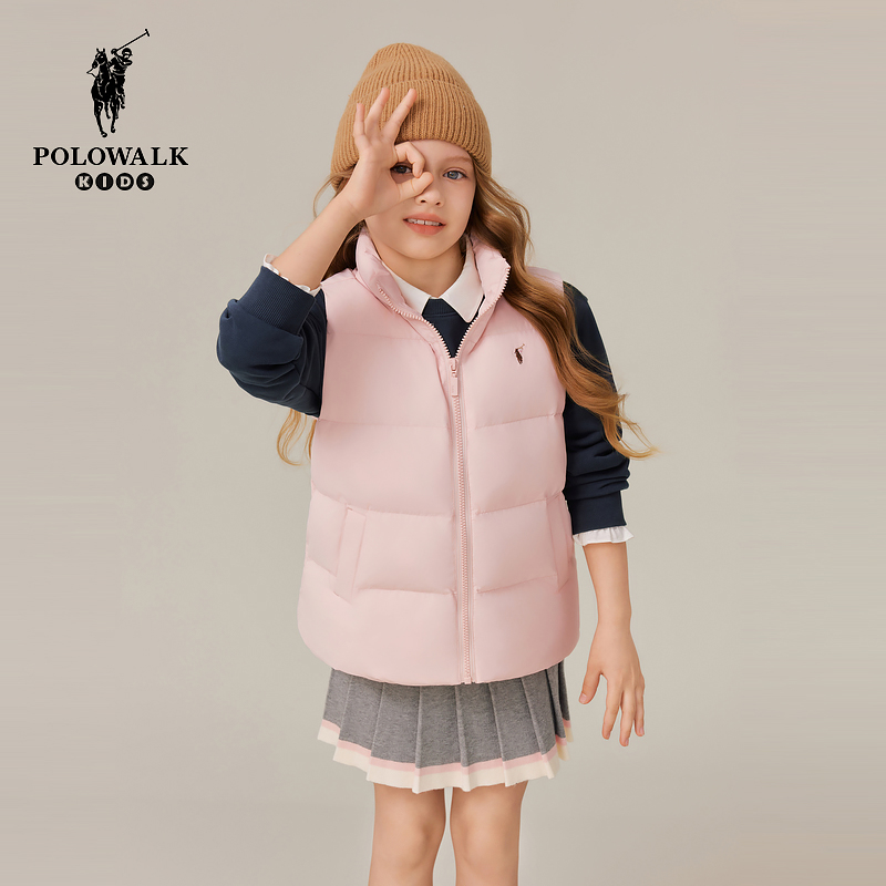 POLOWALK中大童男女童马夹儿童2025新品秋冬保暖时尚休闲运动马甲
