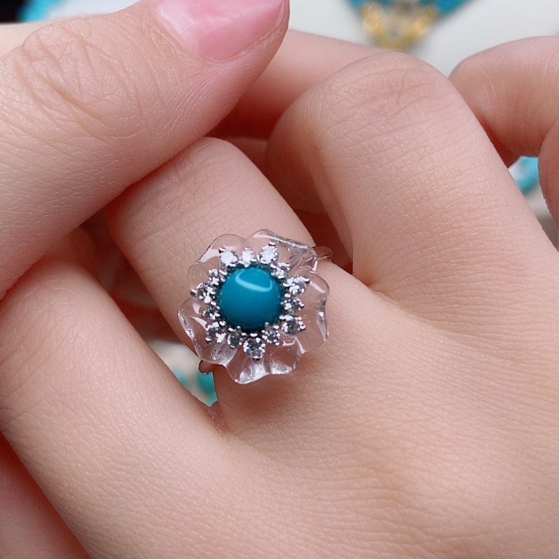 绿松石戒指银S925镶嵌