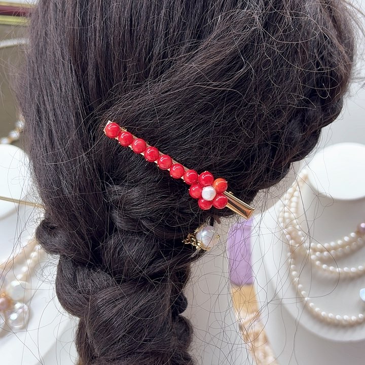 淡水珍珠发饰银S925镶嵌