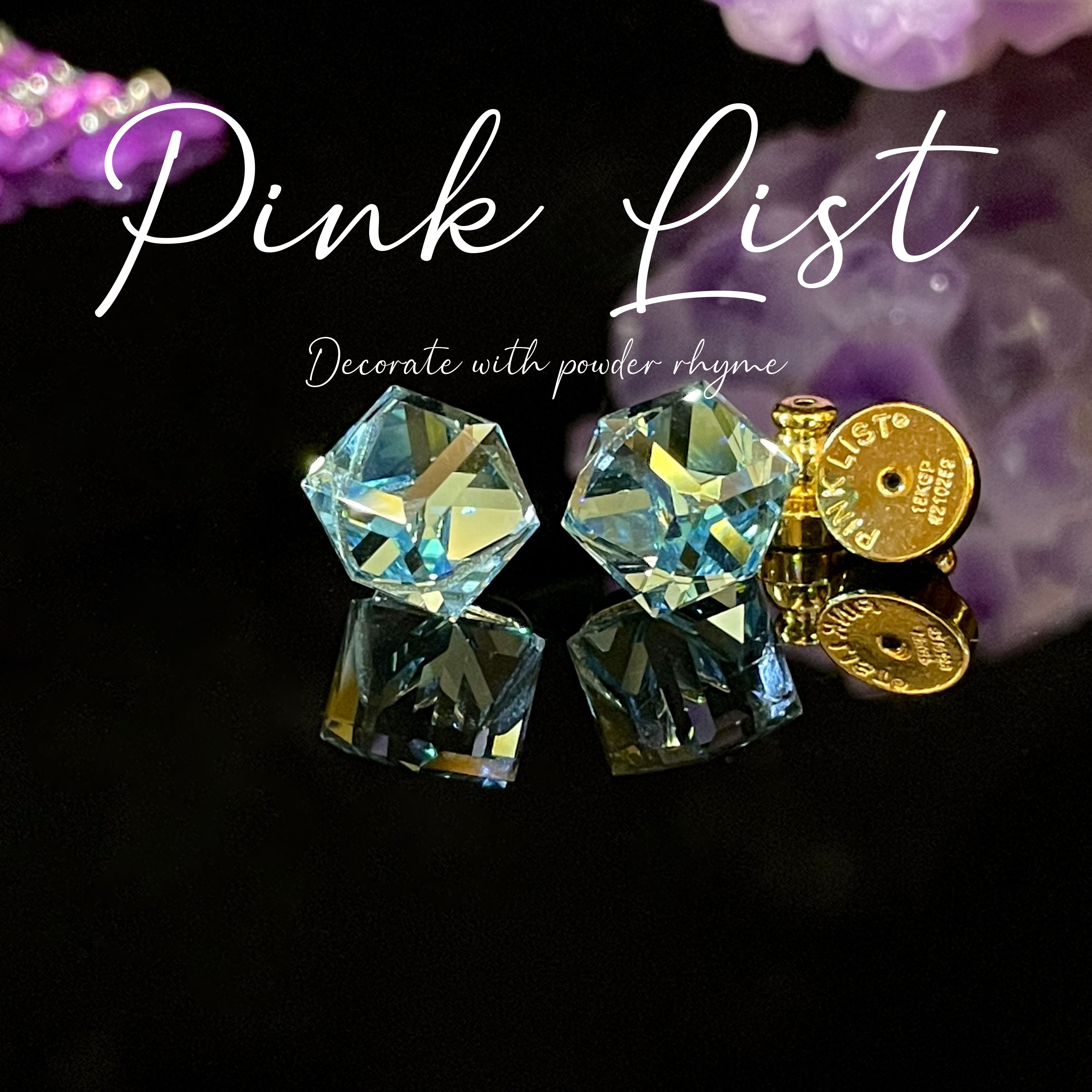 铜合金合成锆石耳饰 镀K金 PINK LIST 925银针时尚铜合金耳环A867