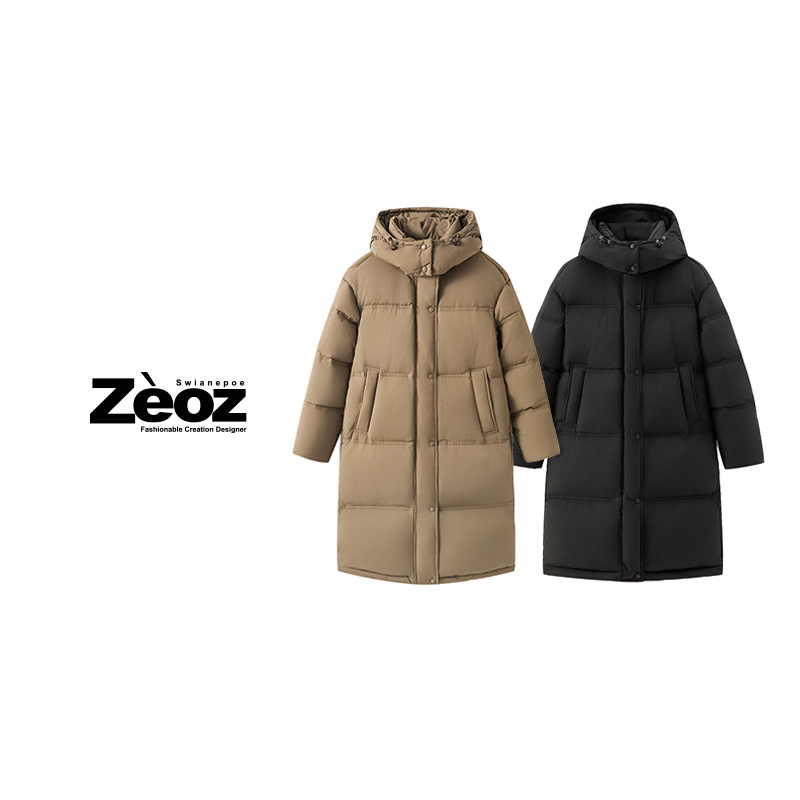 「大被子」95白鸭绒320g+g高充绒连帽加厚保暖|经典情侣长款羽绒服