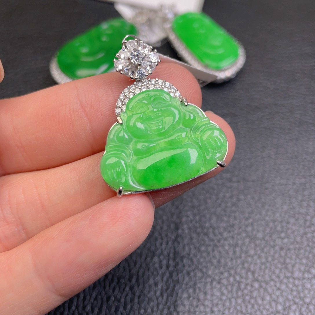 翡翠银S925镶嵌吊坠(不含链)