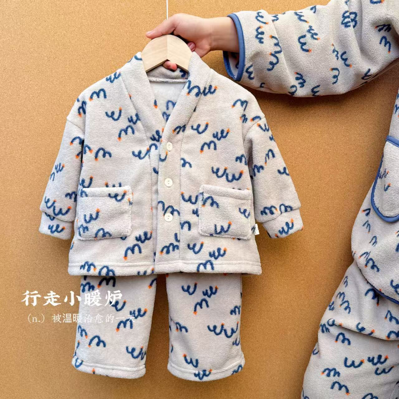 【雪尼绒500克】亲子家居服 BoBoLong 加绒加厚居家亲子睡衣25018-1