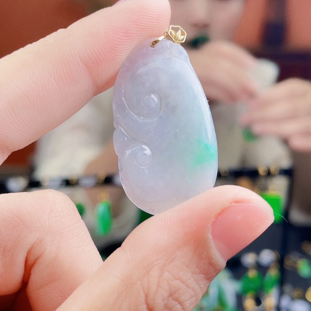 翡翠18K金镶嵌耳饰饰品