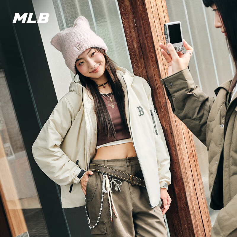 MLB官方 男女情侣户外防泼水短款轻薄羽绒服25冬季新款3ADJB0156