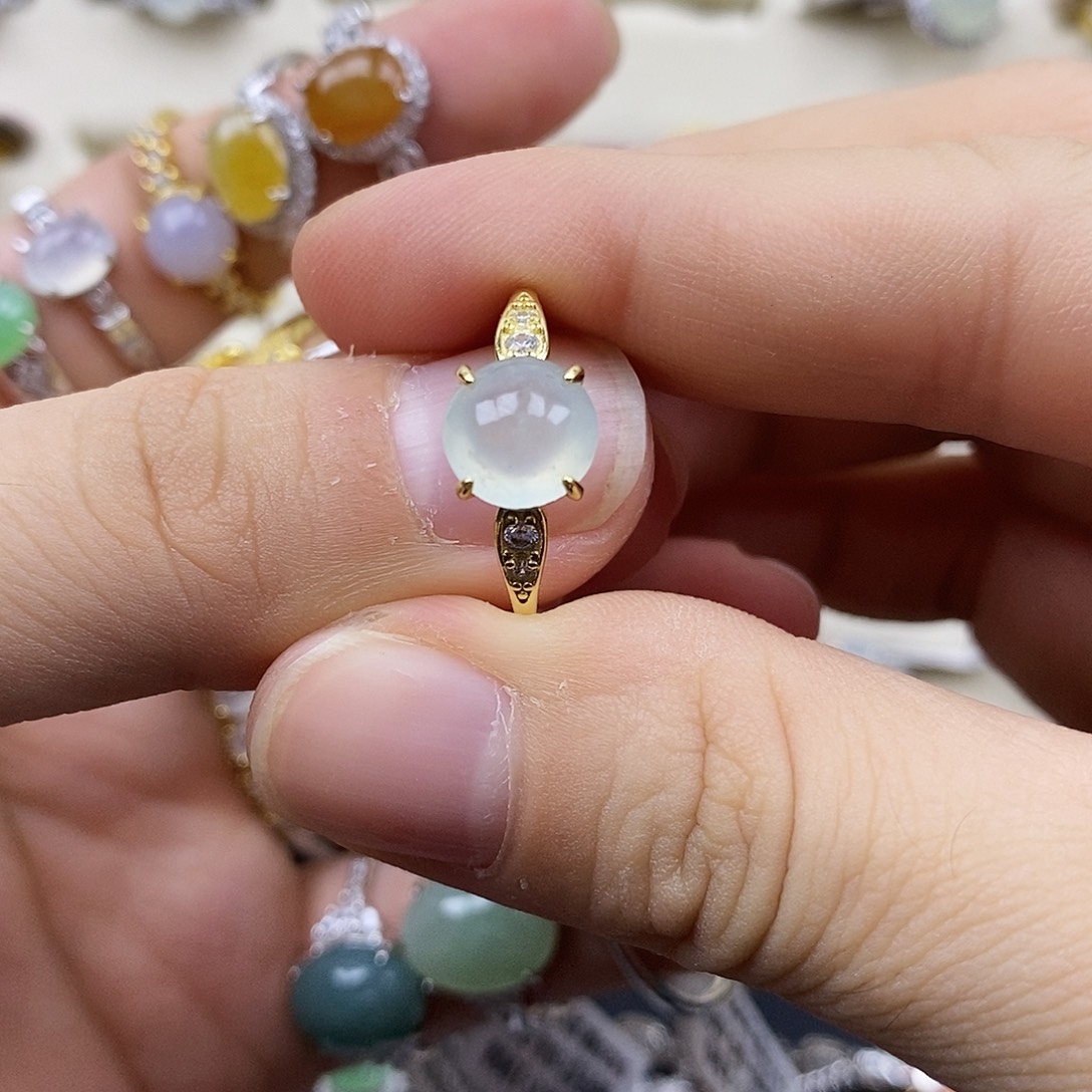 翡翠银S925镶嵌戒指