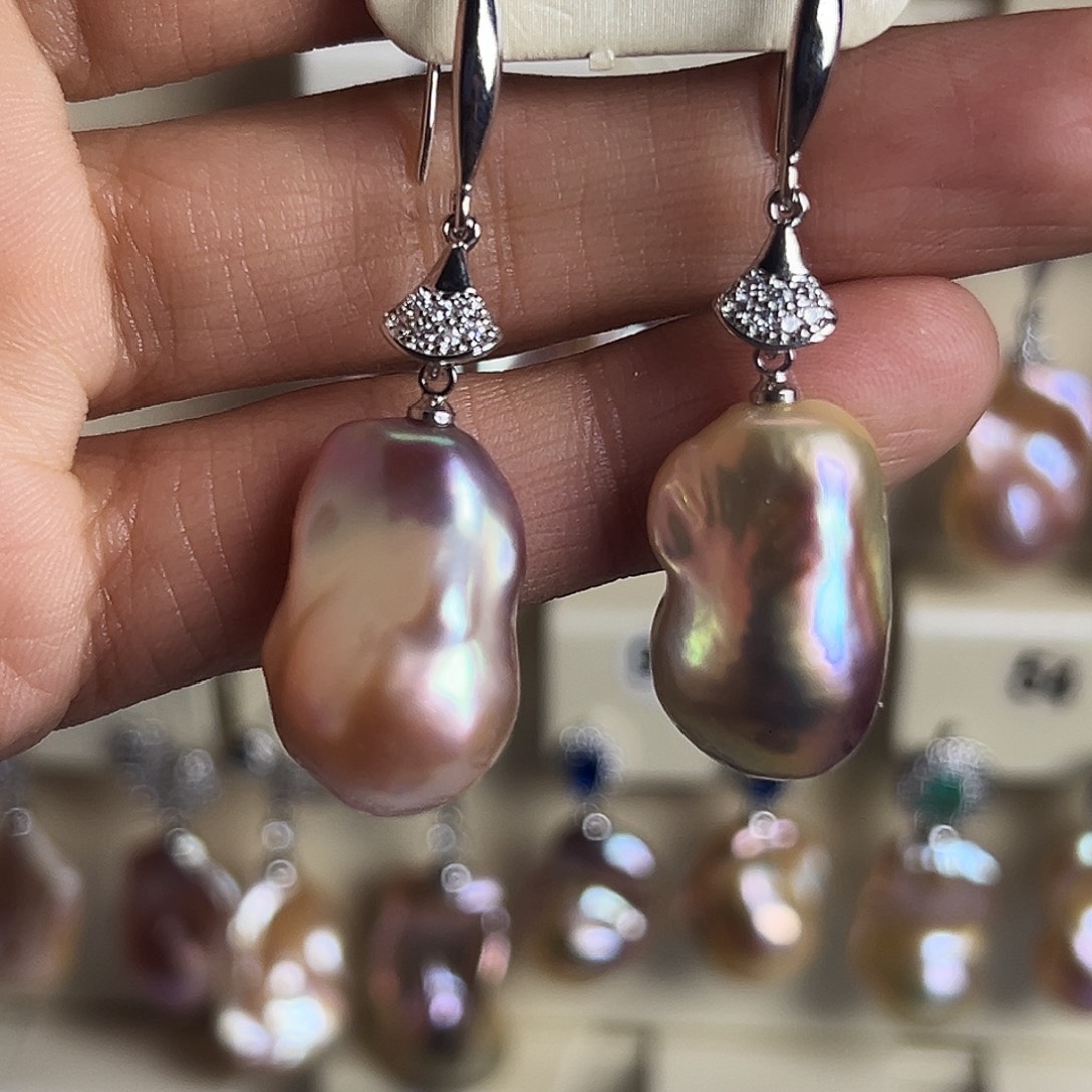 @***风未镶嵌淡水珍珠耳饰