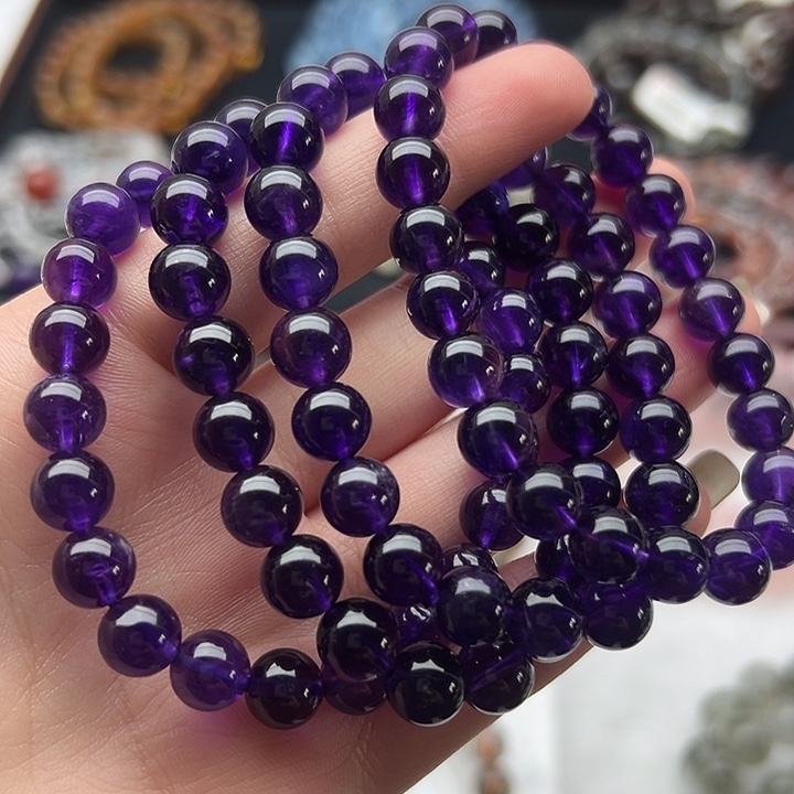 长石玉未镶嵌手串乌拉圭紫8-9m