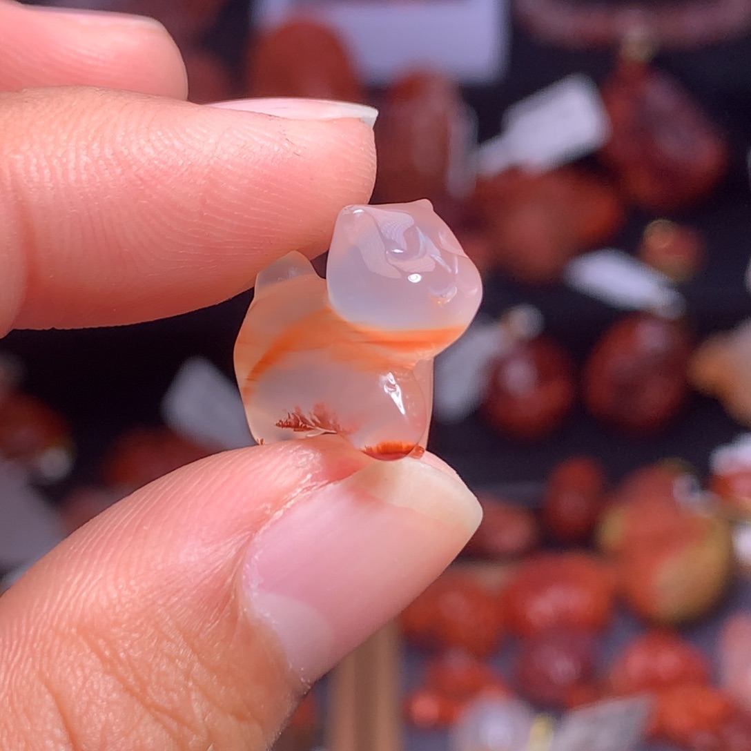南红玛瑙未镶嵌珠宝半成品溜达猫