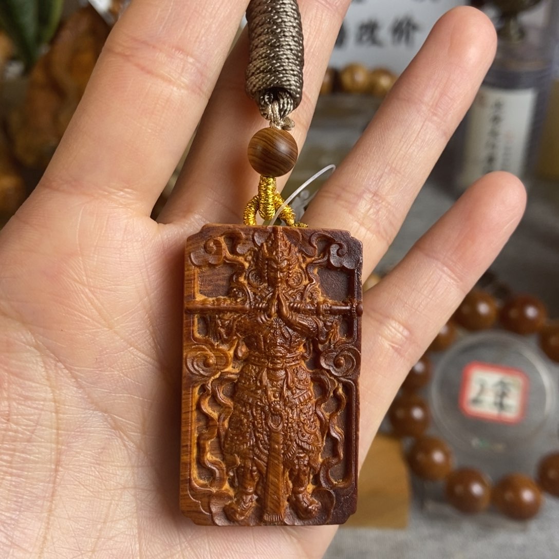 柏木（崖柏）手串/手链北太行高崖白粉石化骨料 韦陀菩萨3/5
