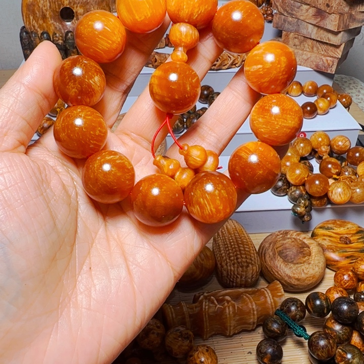 用***0木质非金属琥珀木玉化手串