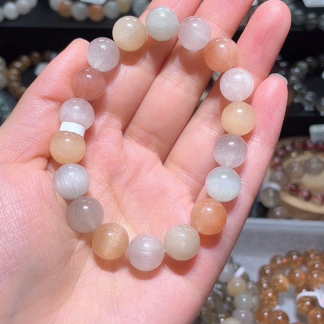 水晶手链未镶嵌兔毛手链，晶体通透