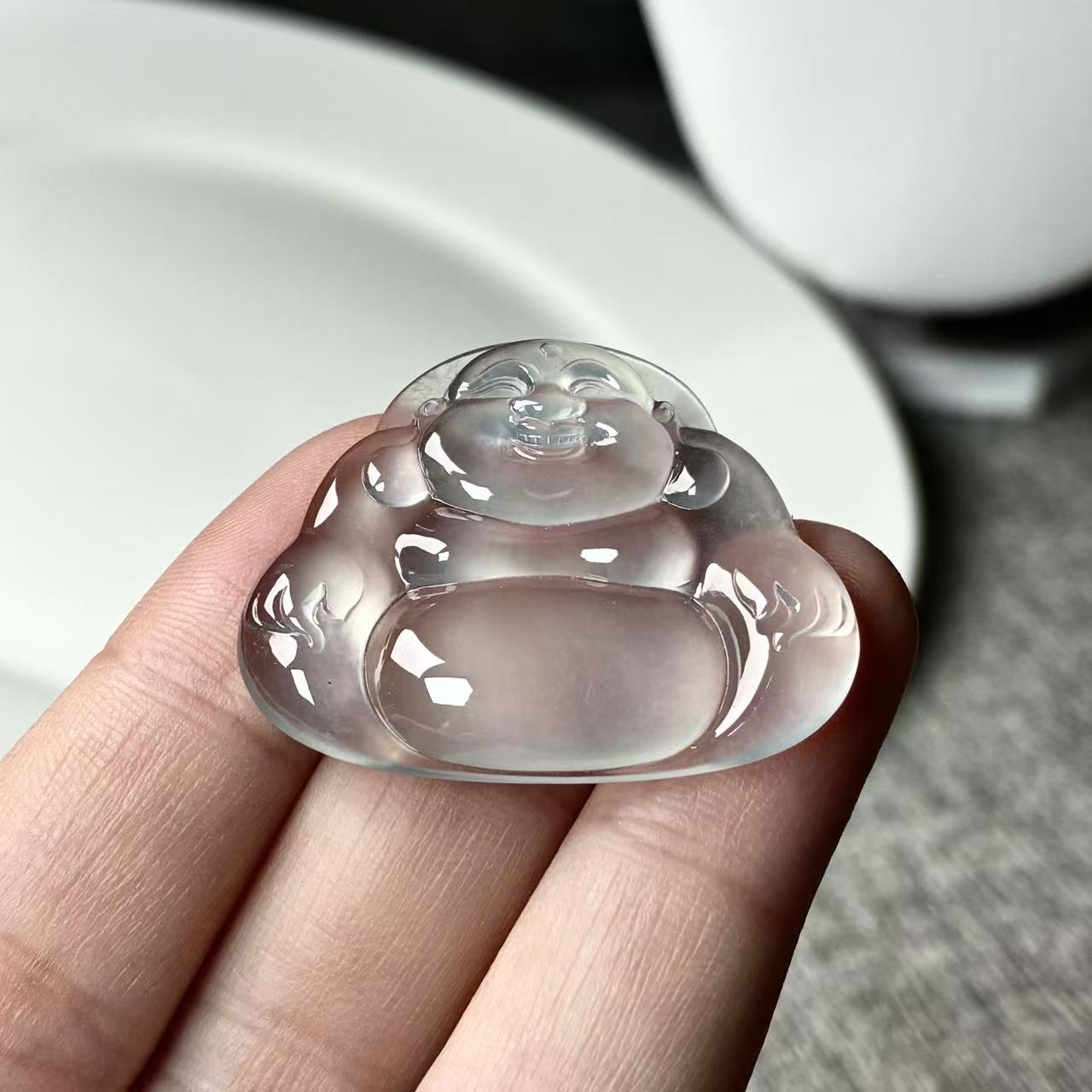 天然a货缅甸翡翠自然光28.1/34.2/4.1，玻璃种佛公吊坠，水润冰透