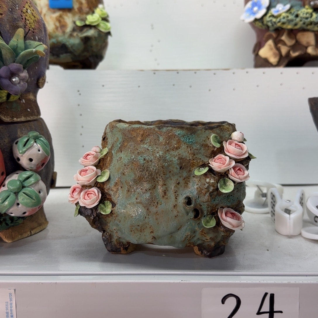 本默花器麦饭石花盆