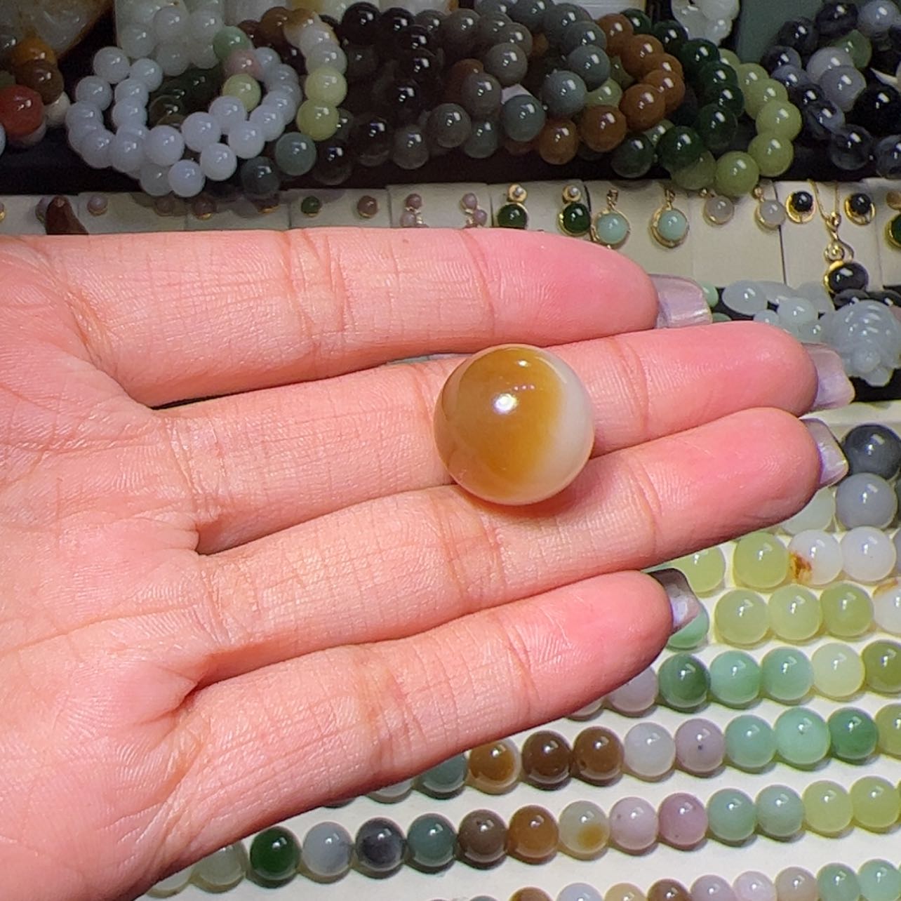 【闪购商品】和田玉（糖玉）单珠未镶嵌糖白16mm