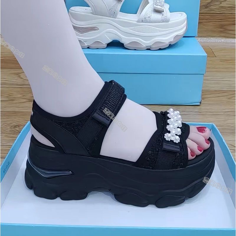 水钻软底凉鞋夏季外穿厚底松糕凉鞋2025新款时尚网红罗马沙滩女鞋