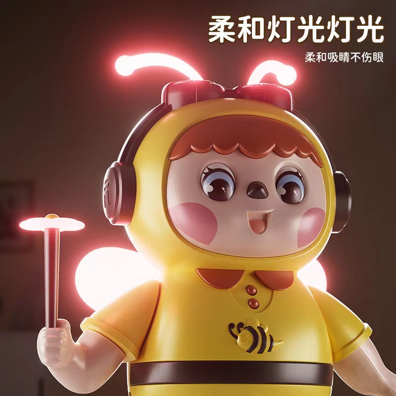 电动跳舞可爱小蜜蜂益智早教引导会眨眼带灯光卡通软胶锻炼专注力