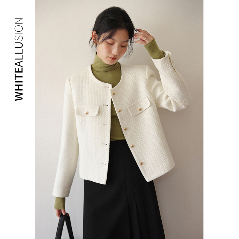 清仓 1000春秋季新款气质时尚短款粗花呢上衣高级感炸街