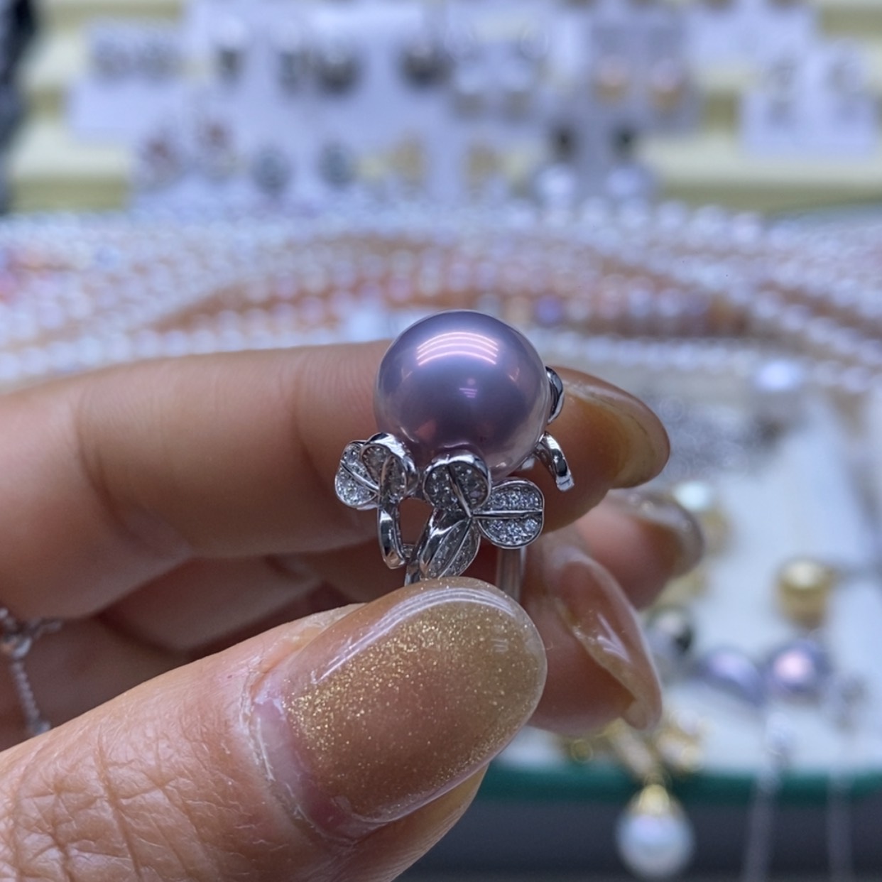 【闪购商品】淡水珍珠戒指银S925镶嵌c*t