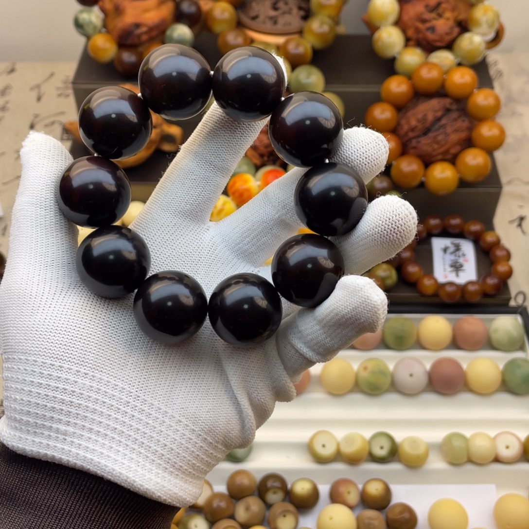 上***、手串龙脊菩提25黑金微瑕