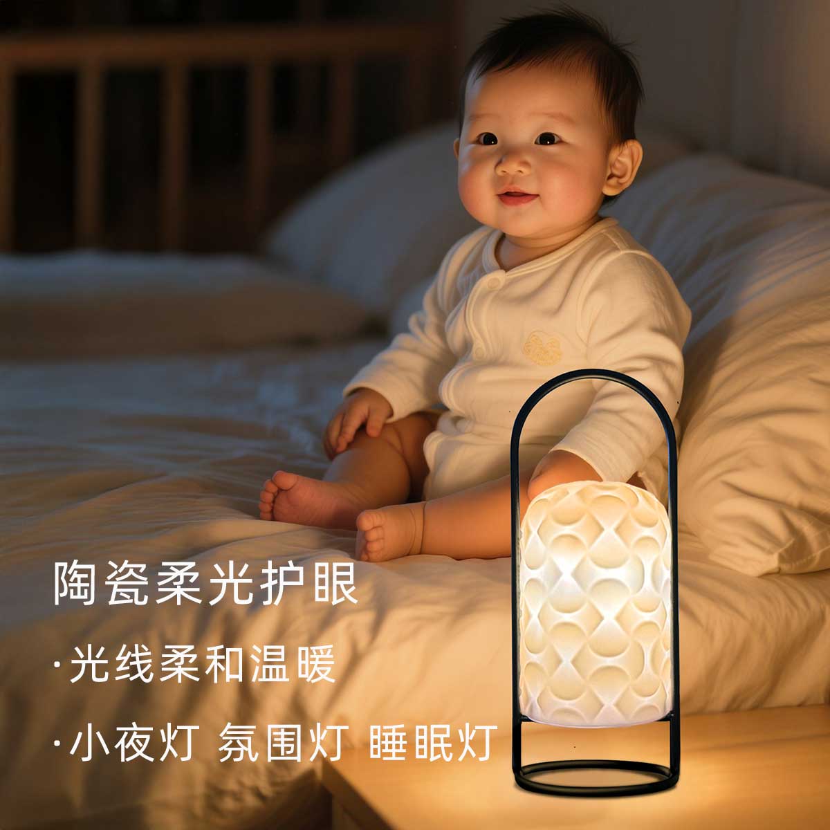 观隐网红创意充电简约氛围睡眠小台灯卧室氛围灯柔光护眼睡眠灯