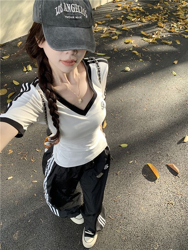 夏季新款纯欲风辣妹短款纯棉短袖t恤女修身显瘦百搭设计感上衣女