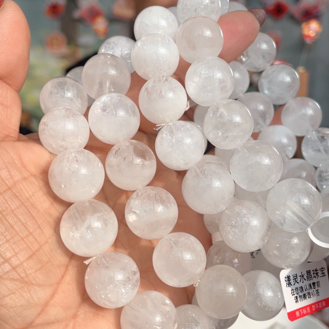水晶手串未镶嵌天然白幽灵手串15mm多样性发其一
