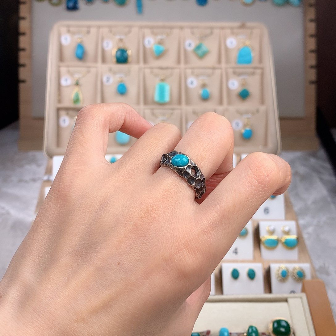 绿松石戒指银S925镶嵌