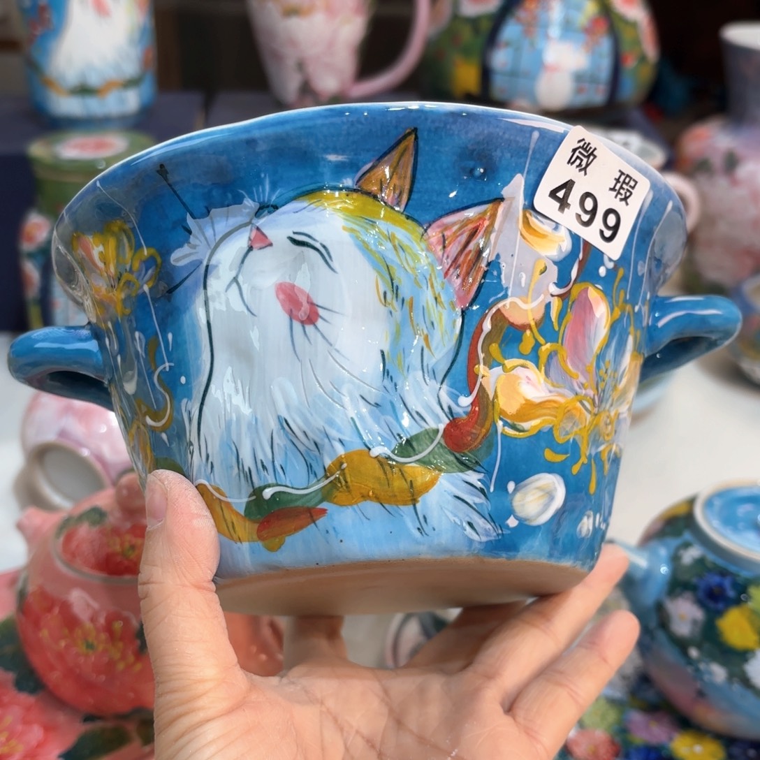 景德镇手绘高温釉下彩陶瓷茶具