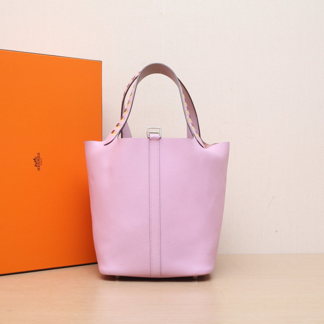 95新 Hermes/爱马仕 大头专场 22 菜篮子 锦葵紫 C刻 银扣