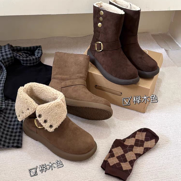 诗涵家 绒面可两穿雪地靴500-12