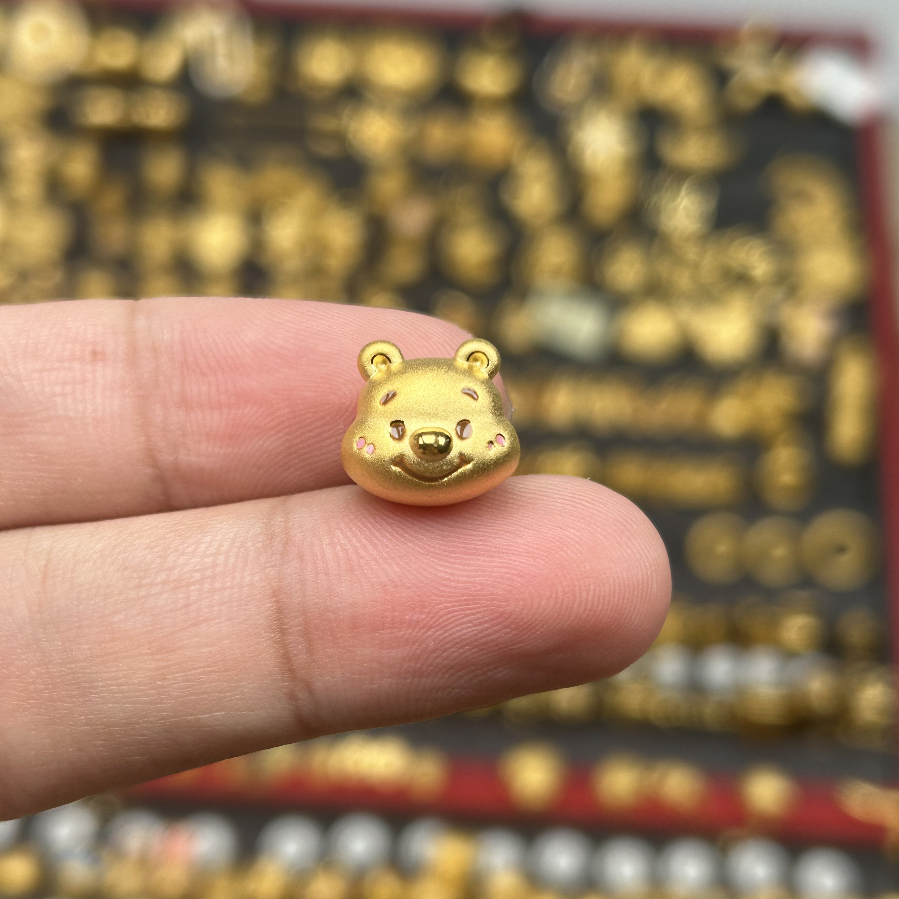 足金999黄金维尼熊噗噗转运珠可爱