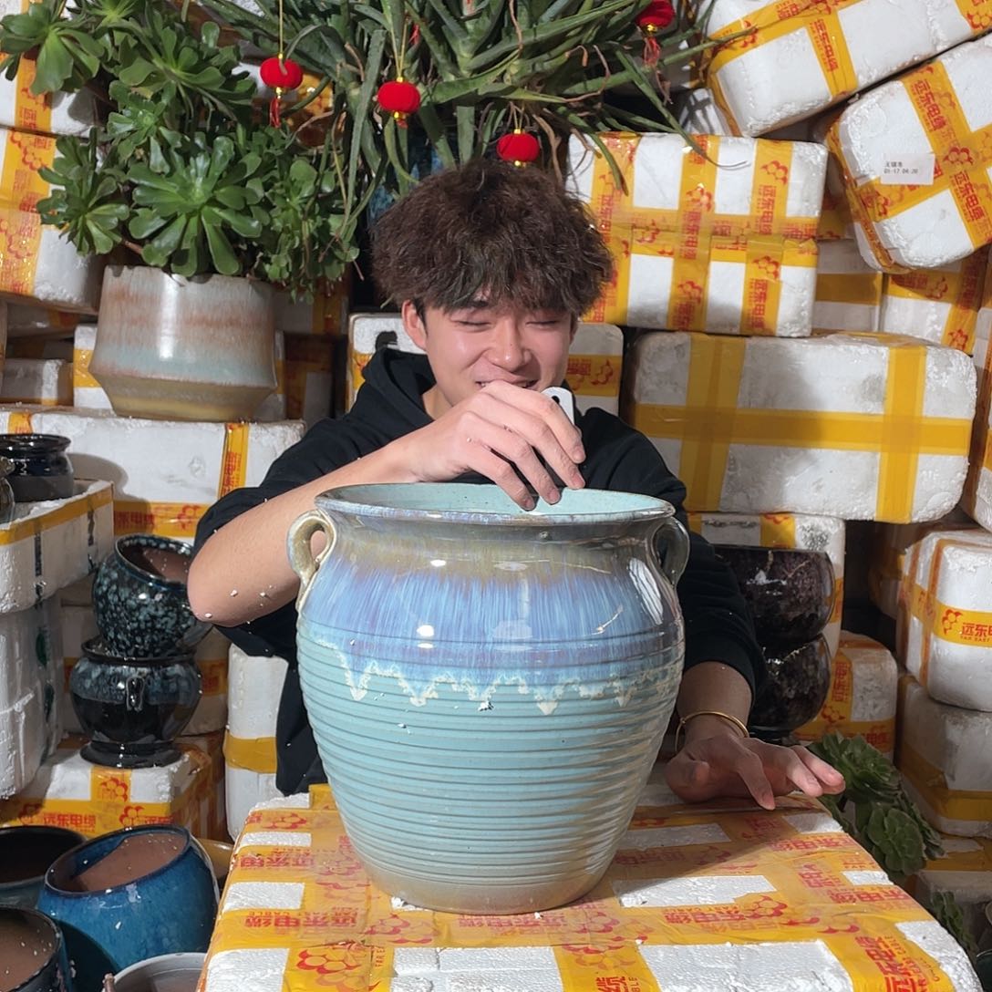 无铅玻璃宜兴紫砂花盆