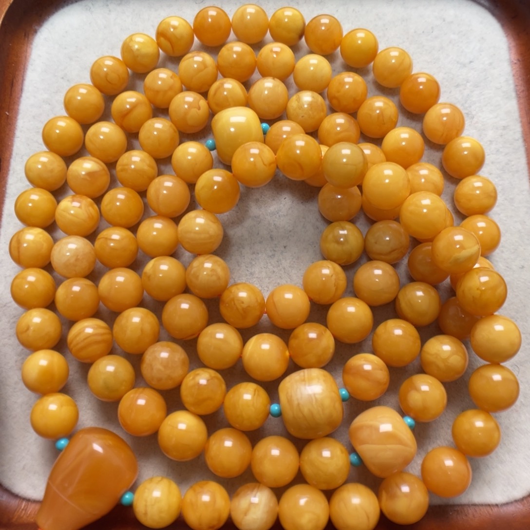 蜜蜡未镶嵌项链108