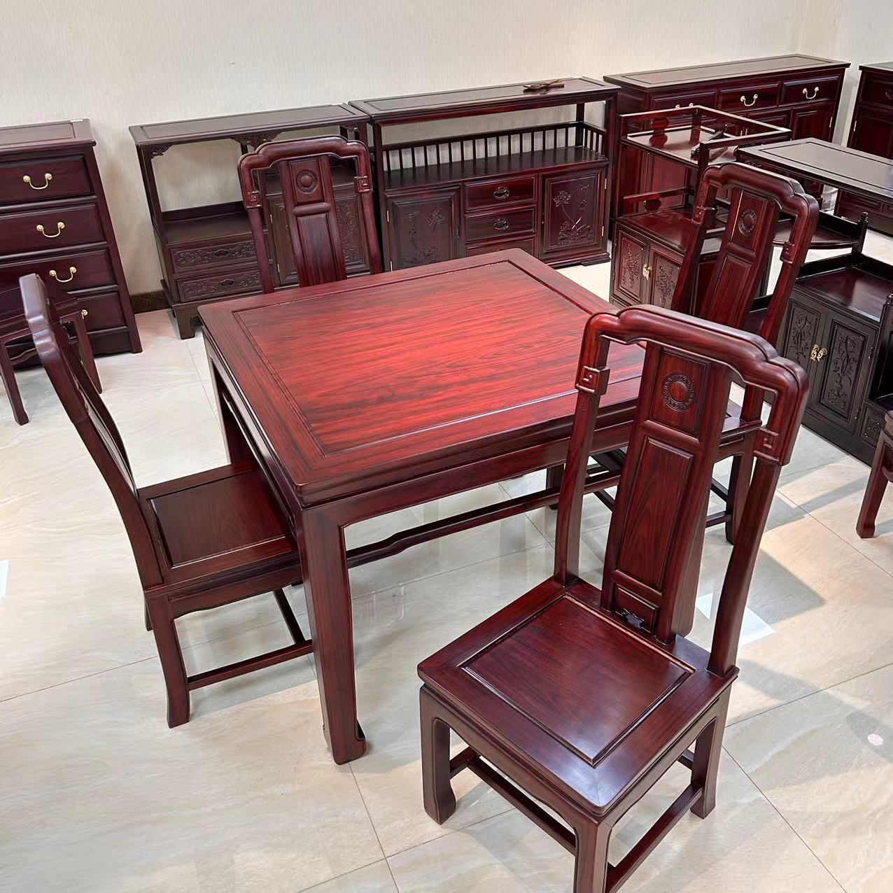 新古典休闲八仙桌 单台（长78/88/98/108*宽98*高78 ）配软玻璃