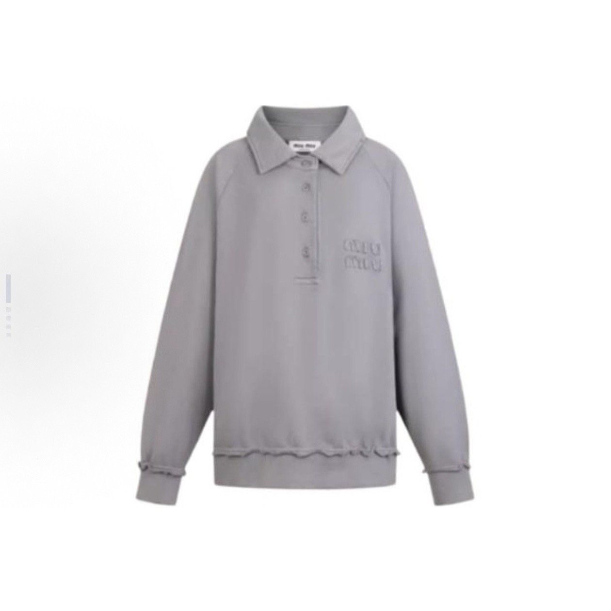 99新 MIU MIU/缪缪 25SS灰色破坏做旧logo卫衣 s码