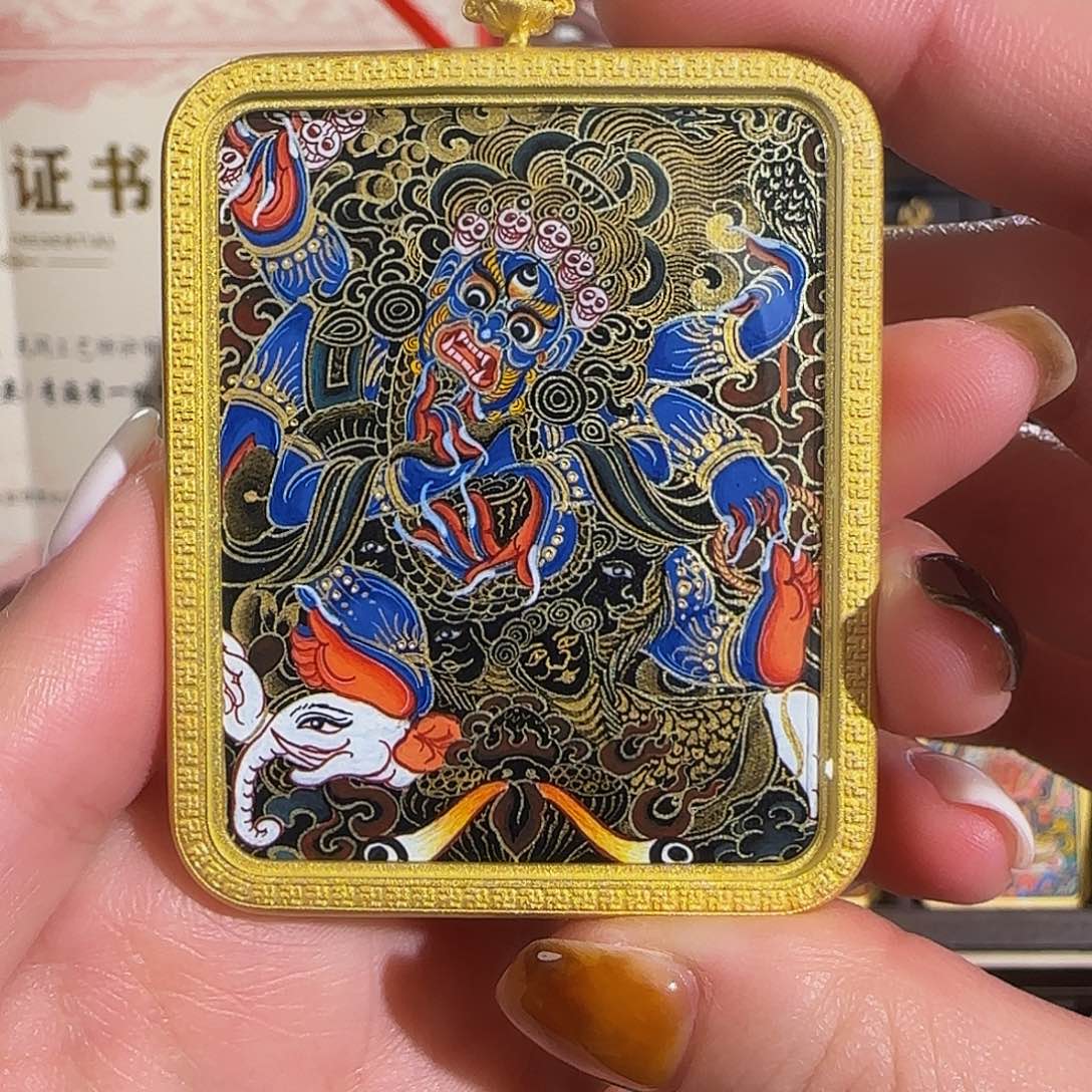 装裱画纯手绘天然矿料 大黑天 普华东智绘