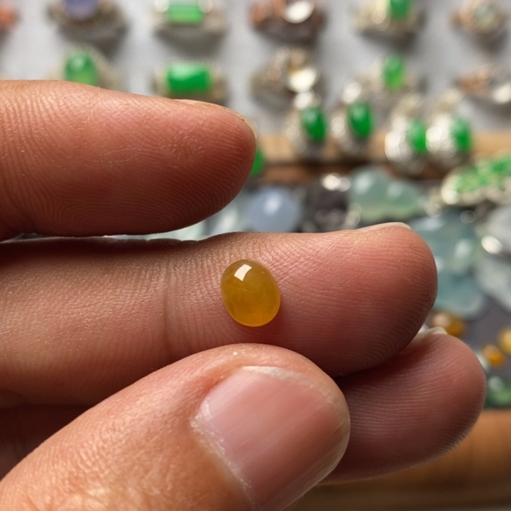 裸石翡翠冰底黄翡戒面