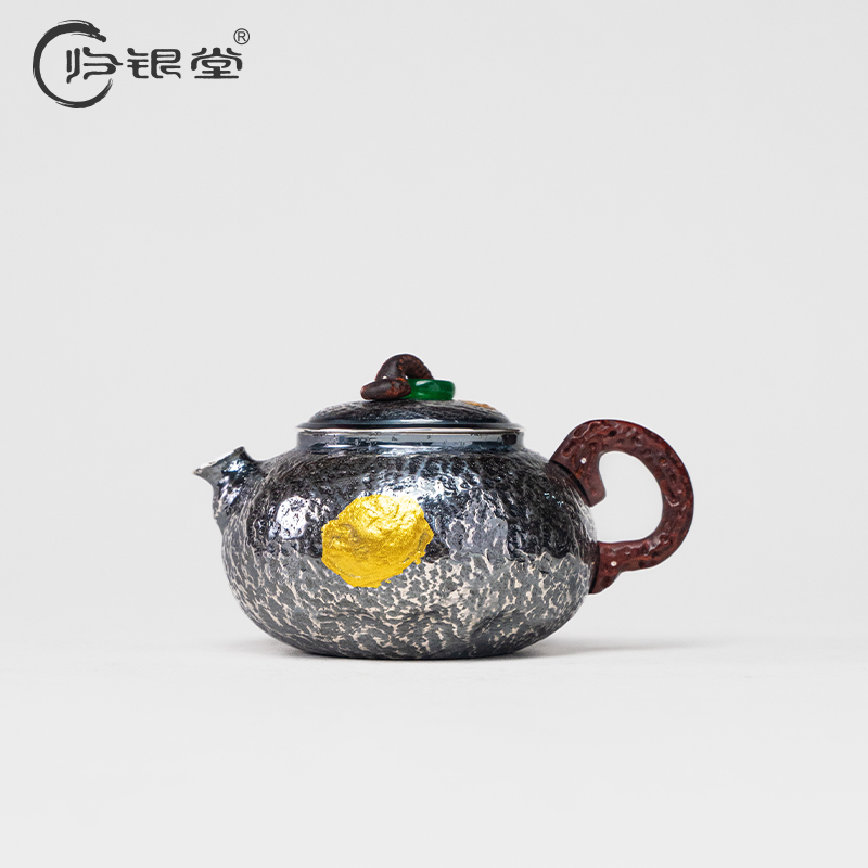 归银堂足银手工西施侘寂风泡茶壶复古泡茶壶茶器DY-HPCH250605