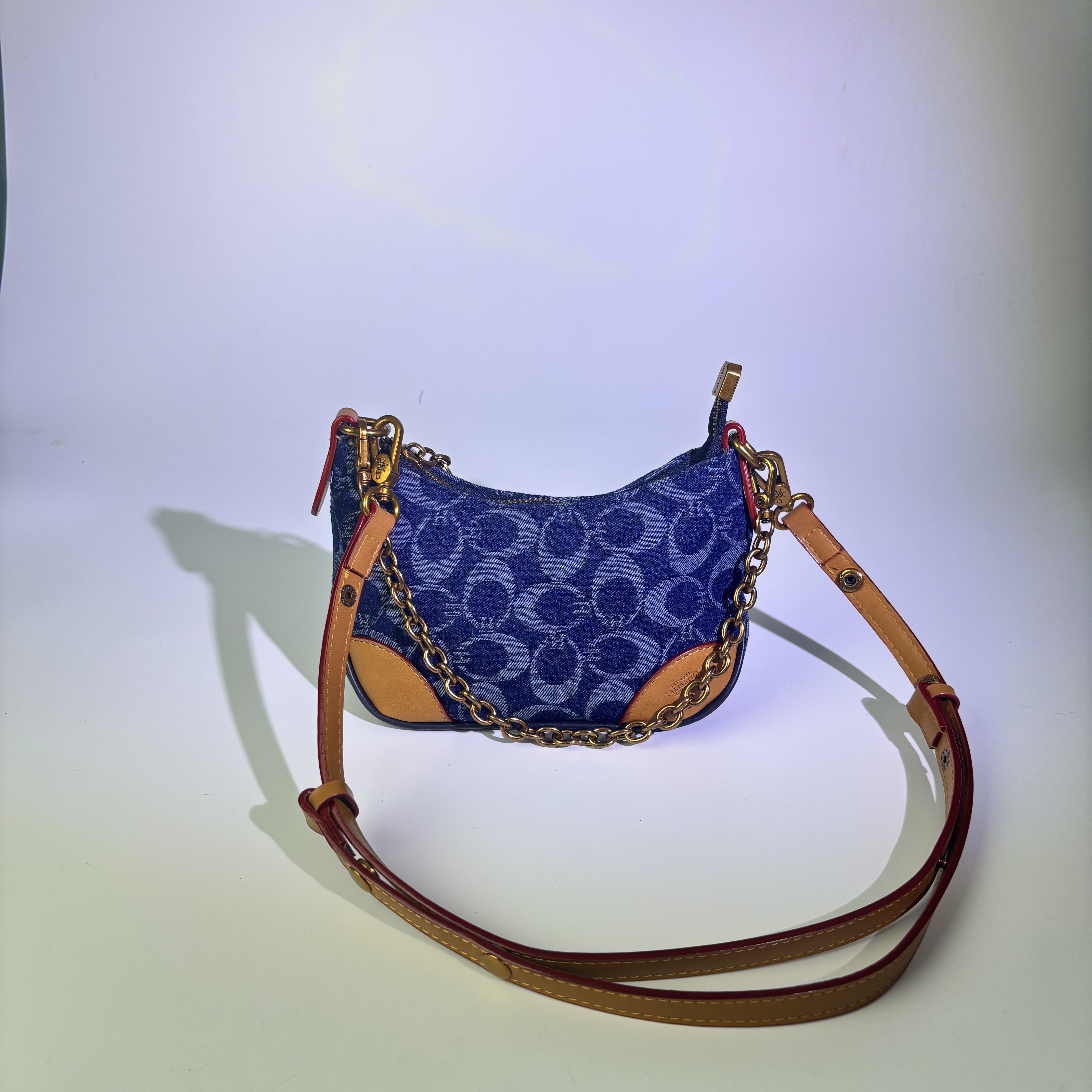 丹宁布牛仔蓝小号牛角包【8149蓝】