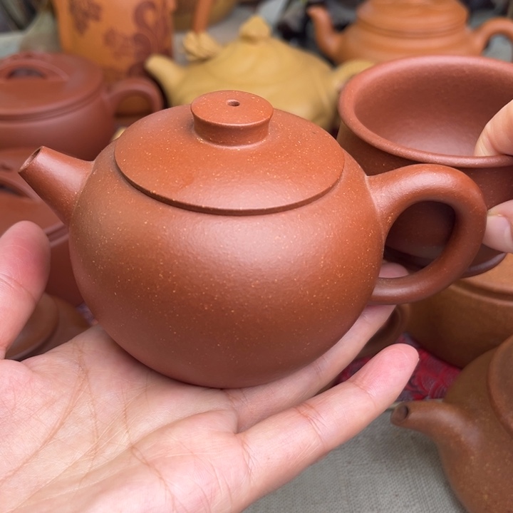 紫砂茶壶原矿红降坡小巨轮精工半手200cc