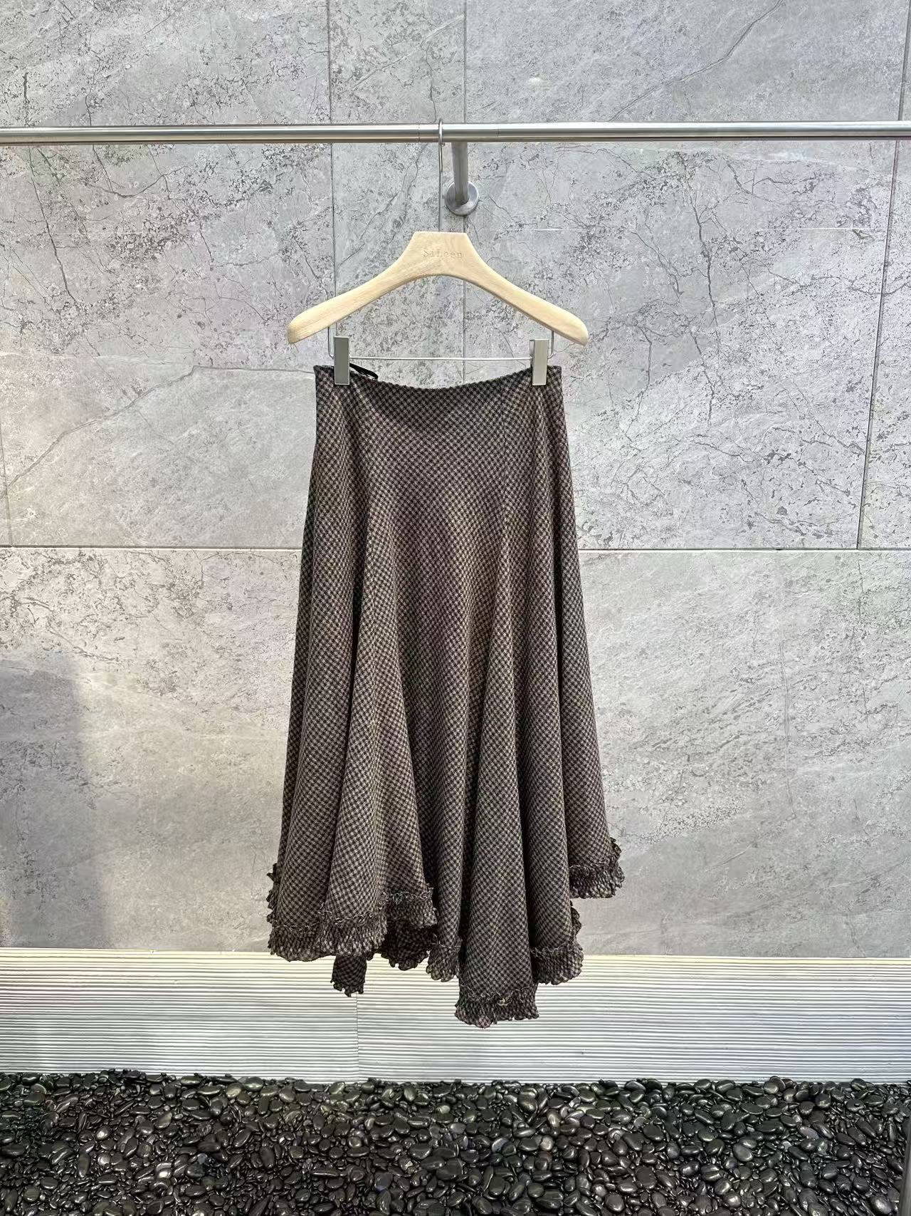 【immi】设计师品牌25秋新品格纹花边大摆半裙0271A