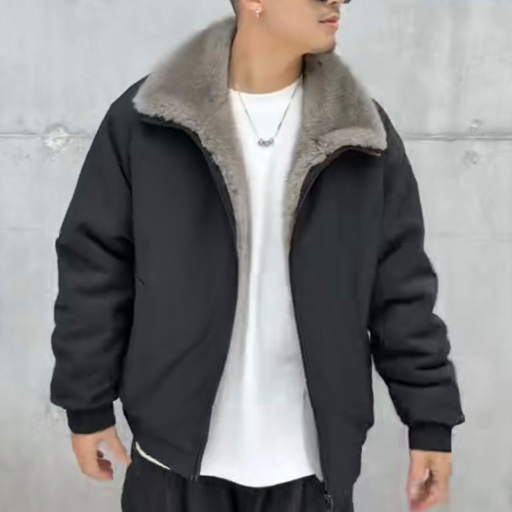 259809男士加厚绒棉服加厚保暖立领时尚