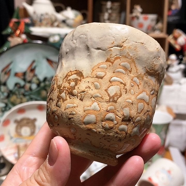 陶胎手捏猪口杯手握杯