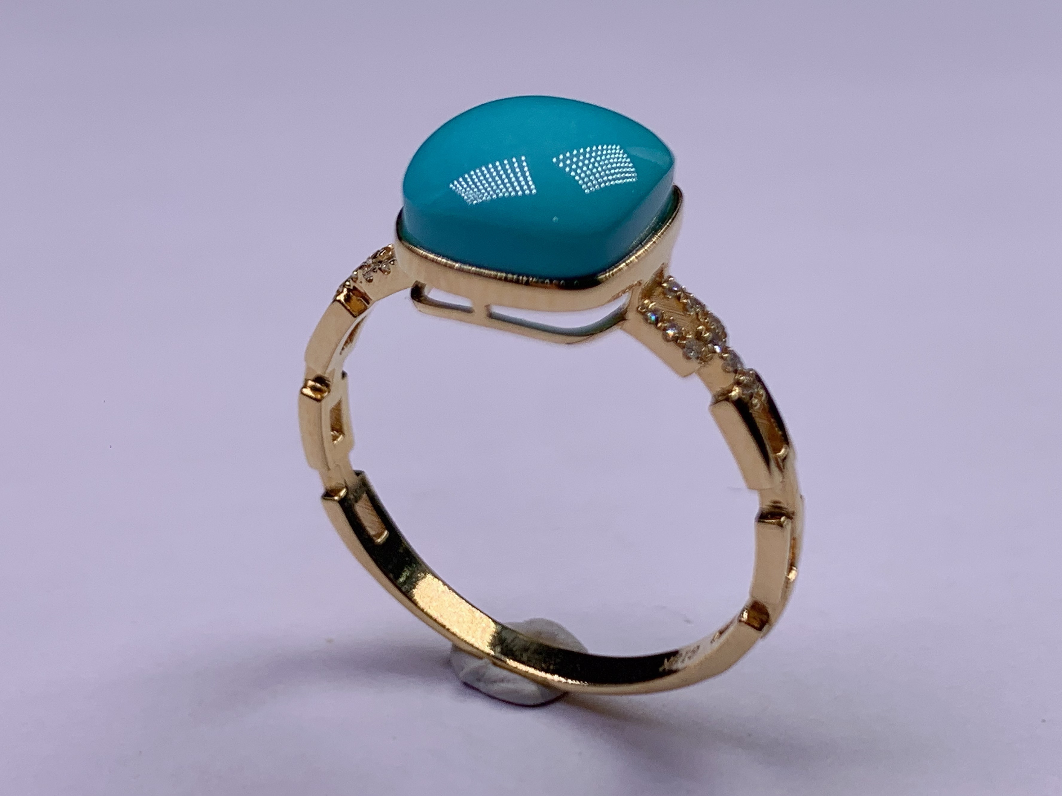 湖北正品18K金镶嵌天然原矿绿松石戒指轻奢藏式女款高档指环戒面