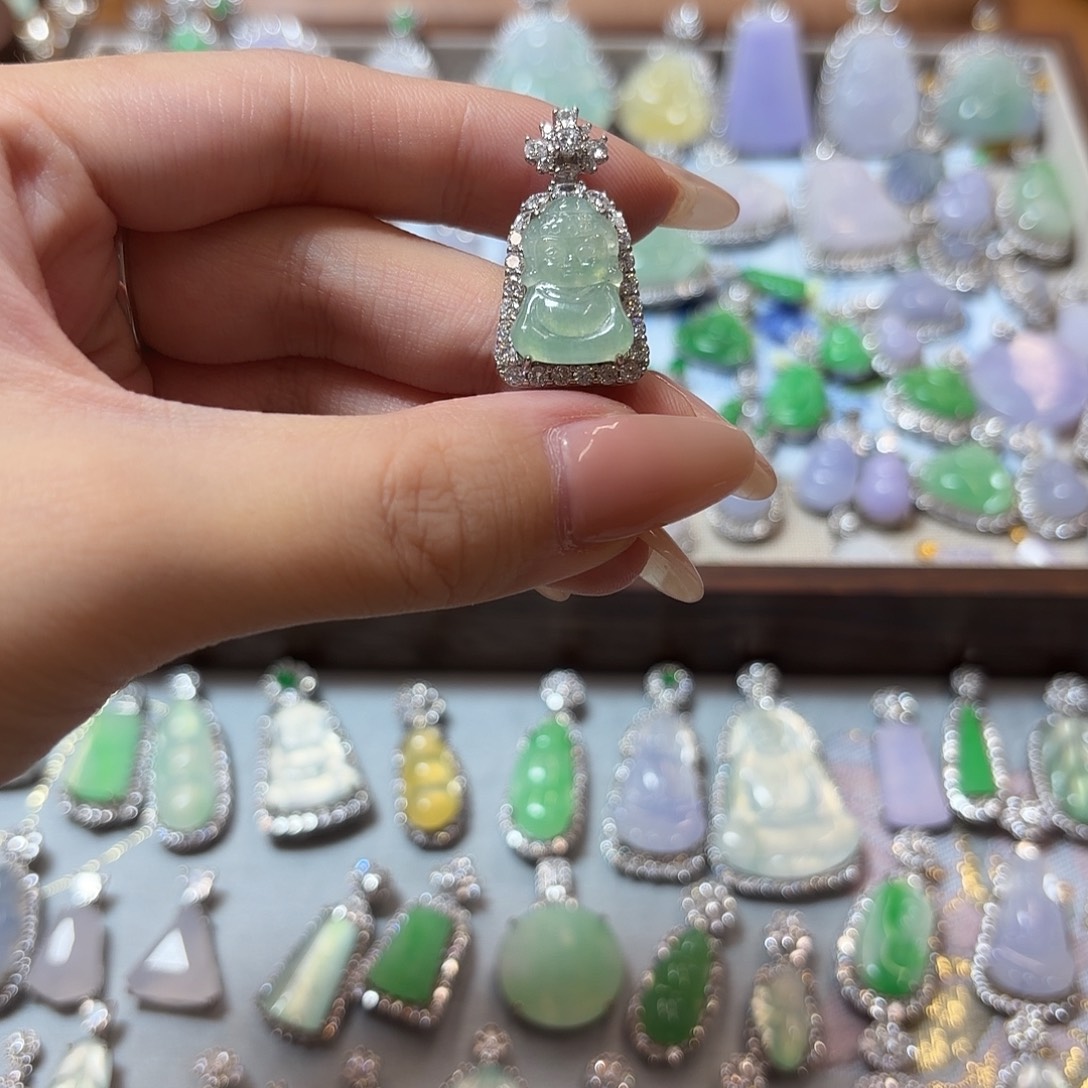 翡翠银S925镶嵌吊坠(不含链)