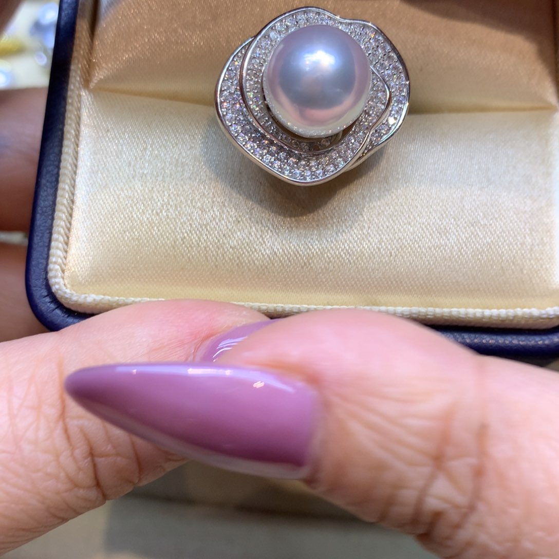 银S925镶嵌戒指海水珍珠