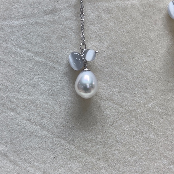 套链银S925镶嵌海水珍珠9-10mm6号