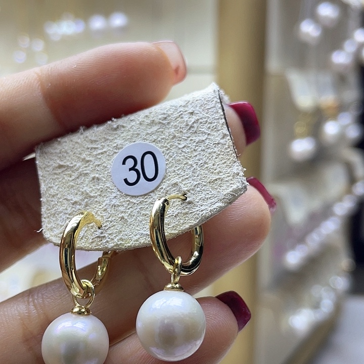 淡水珍珠耳饰银S925镶嵌